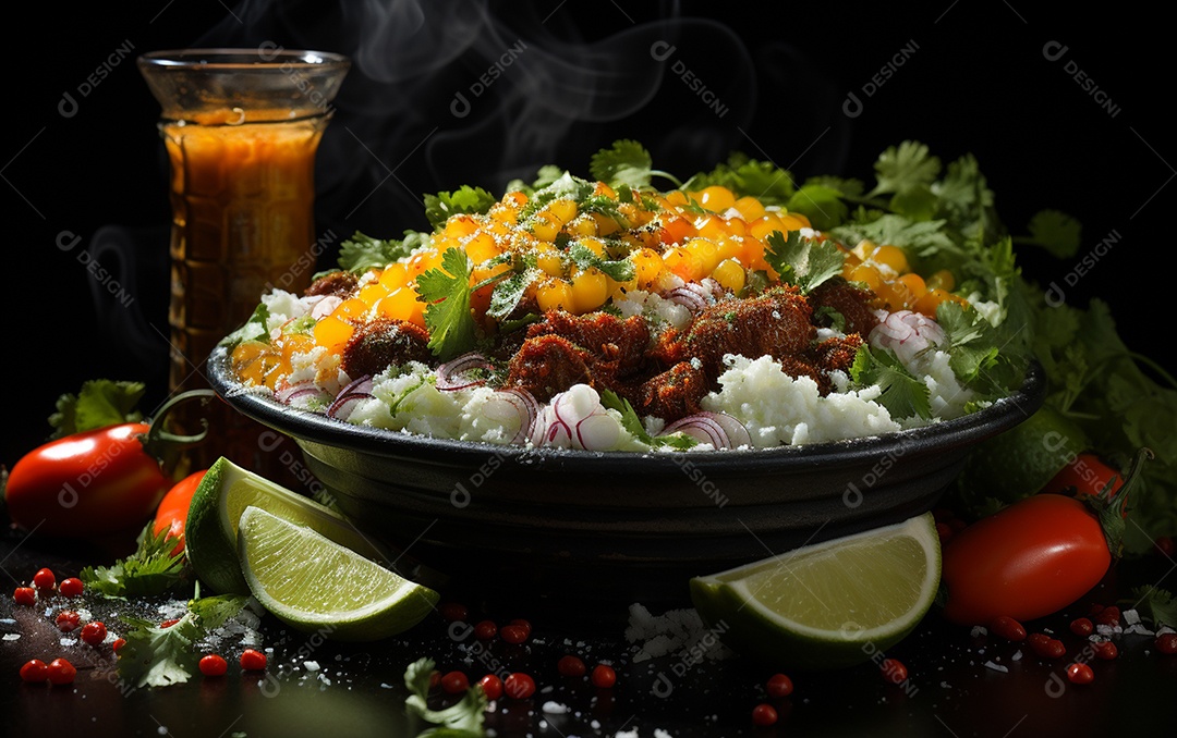 Um Banquete de criações culinárias cativante sobre fundo isolado