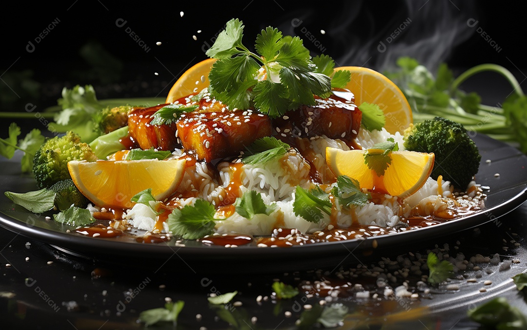 Um Banquete de criações culinárias cativante sobre fundo isolado