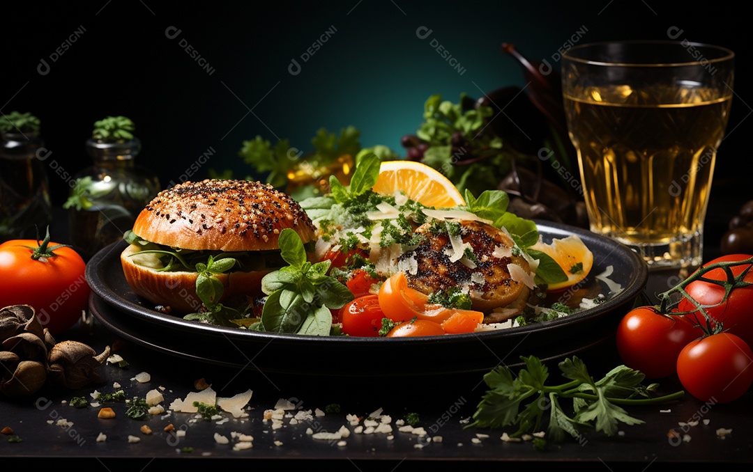 Um Banquete de criações culinárias cativante sobre fundo isolado