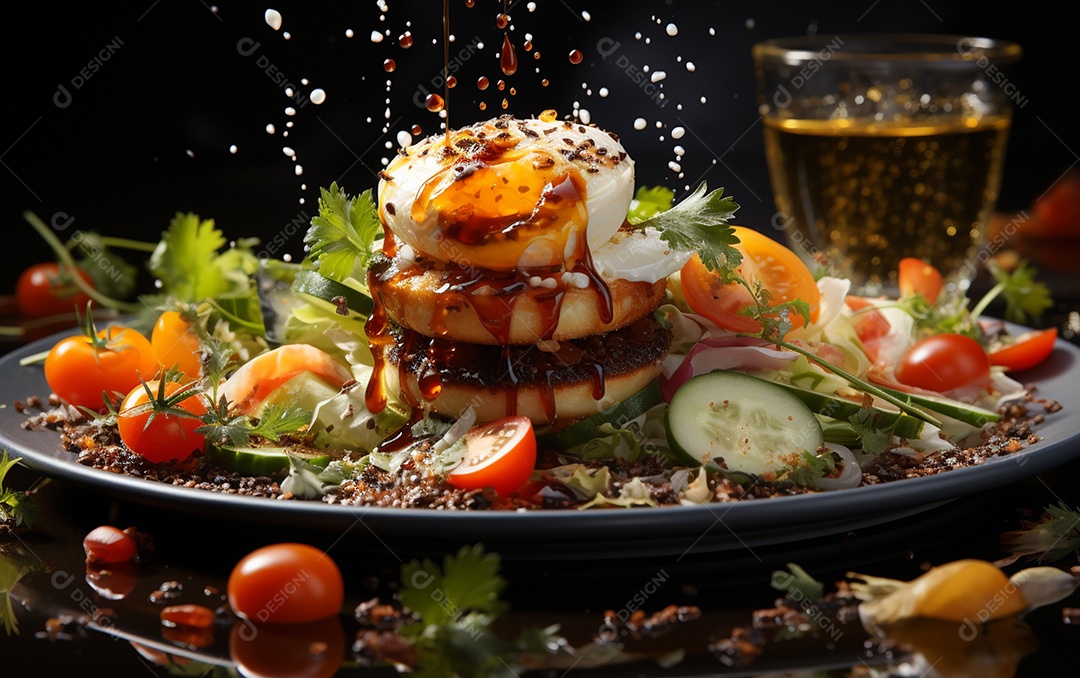 Um Banquete de criações culinárias cativante sobre fundo isolado