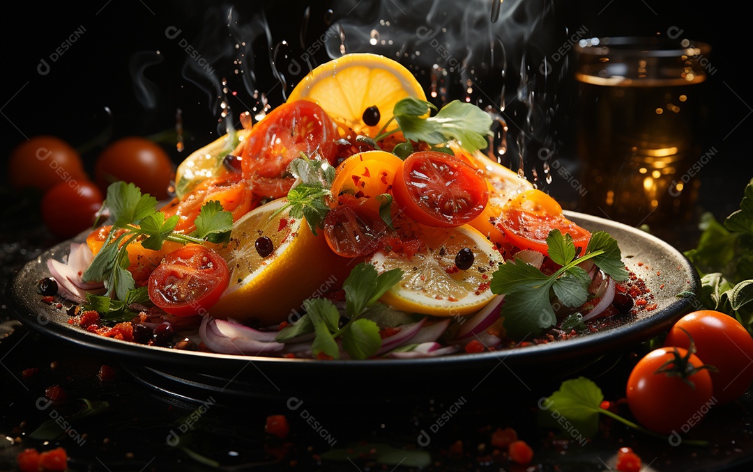 Um Banquete de criações culinárias cativante sobre fundo isolado