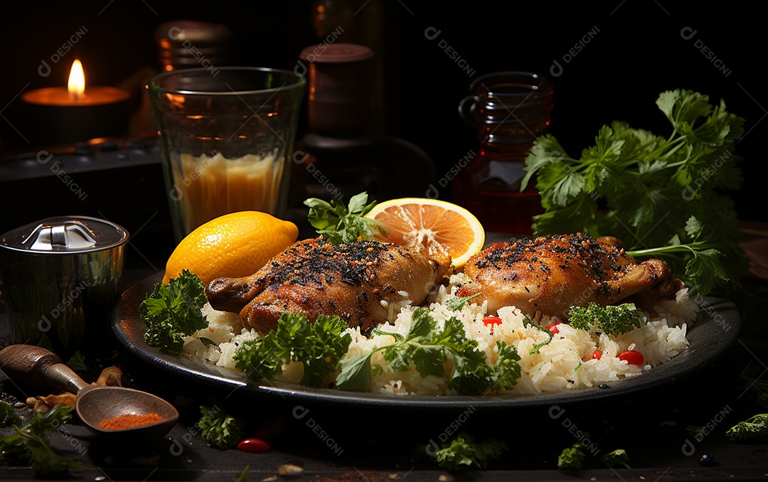 Um Banquete de criações culinárias cativante sobre fundo isolado