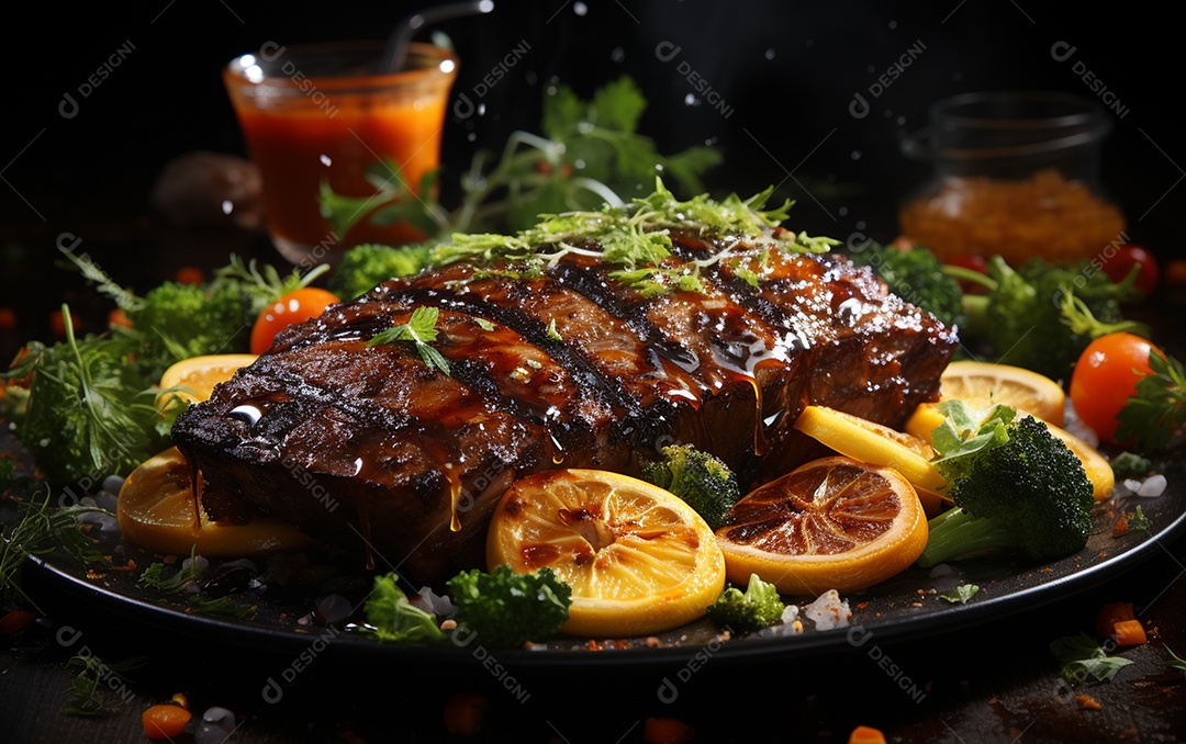 Um Banquete de criações culinárias cativante sobre fundo isolado