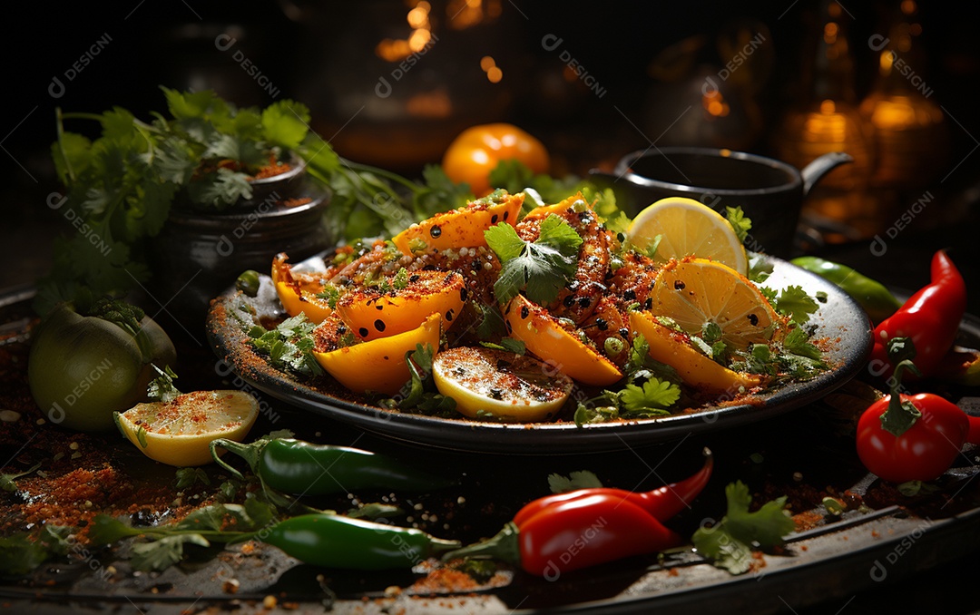 Um Banquete de criações culinárias cativante sobre fundo isolado