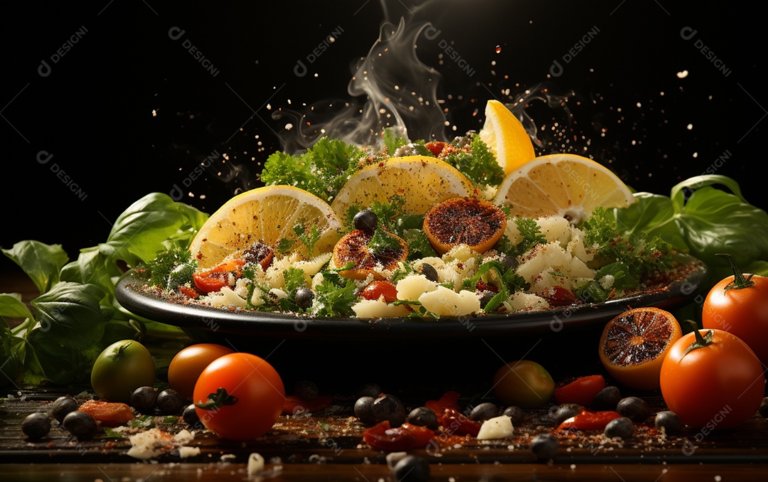 Um Banquete de criações culinárias cativante sobre fundo isolado