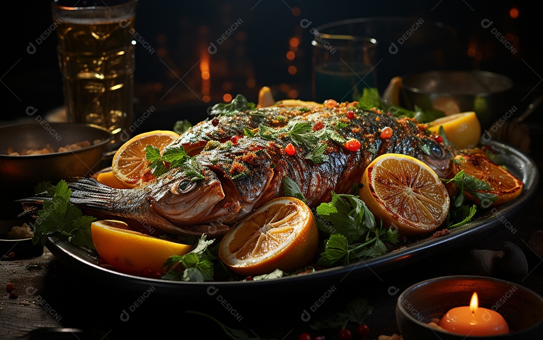 Um Banquete de criações culinárias cativante sobre fundo isolado