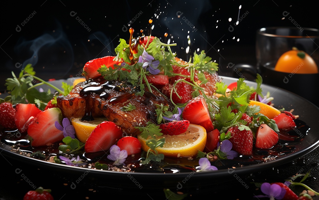 Um Banquete de criações culinárias cativante sobre fundo isolado