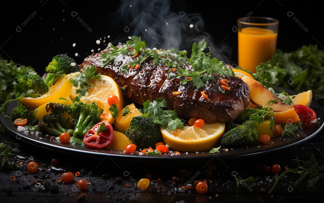 Um Banquete de criações culinárias cativante sobre fundo isolado