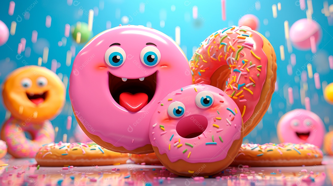 Dia Mundial do Donut, 5 de junho Desenho animado 3D Generative AIv.