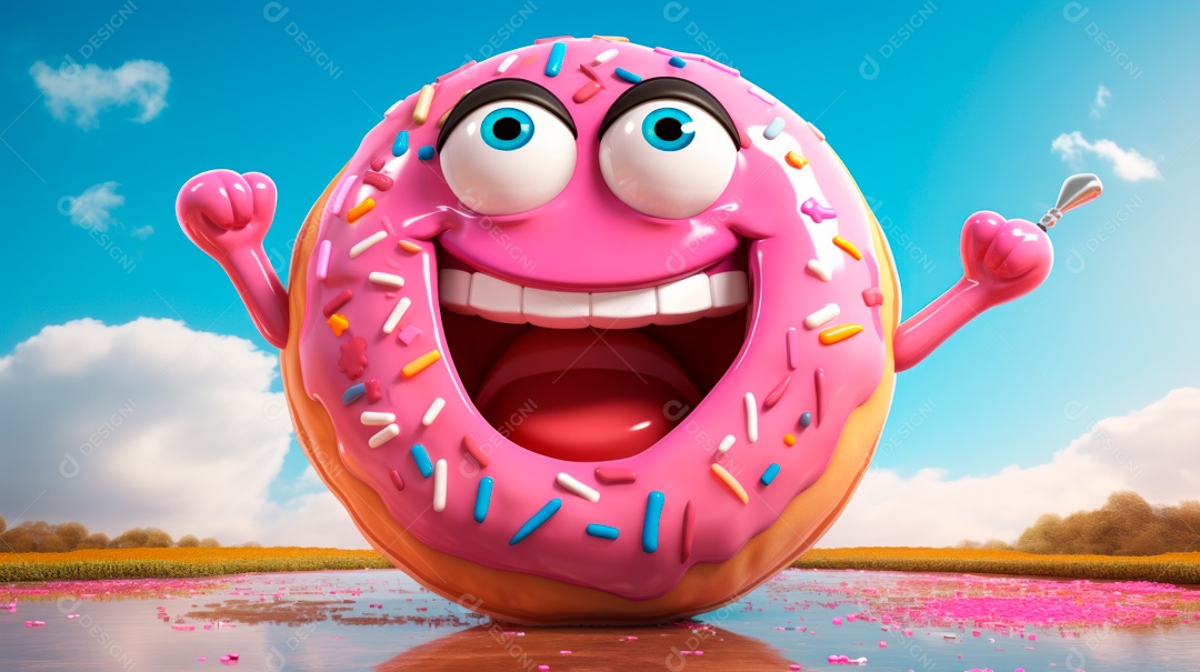 Dia Mundial do Donut, 5 de junho Desenho animado 3D Generative AI.