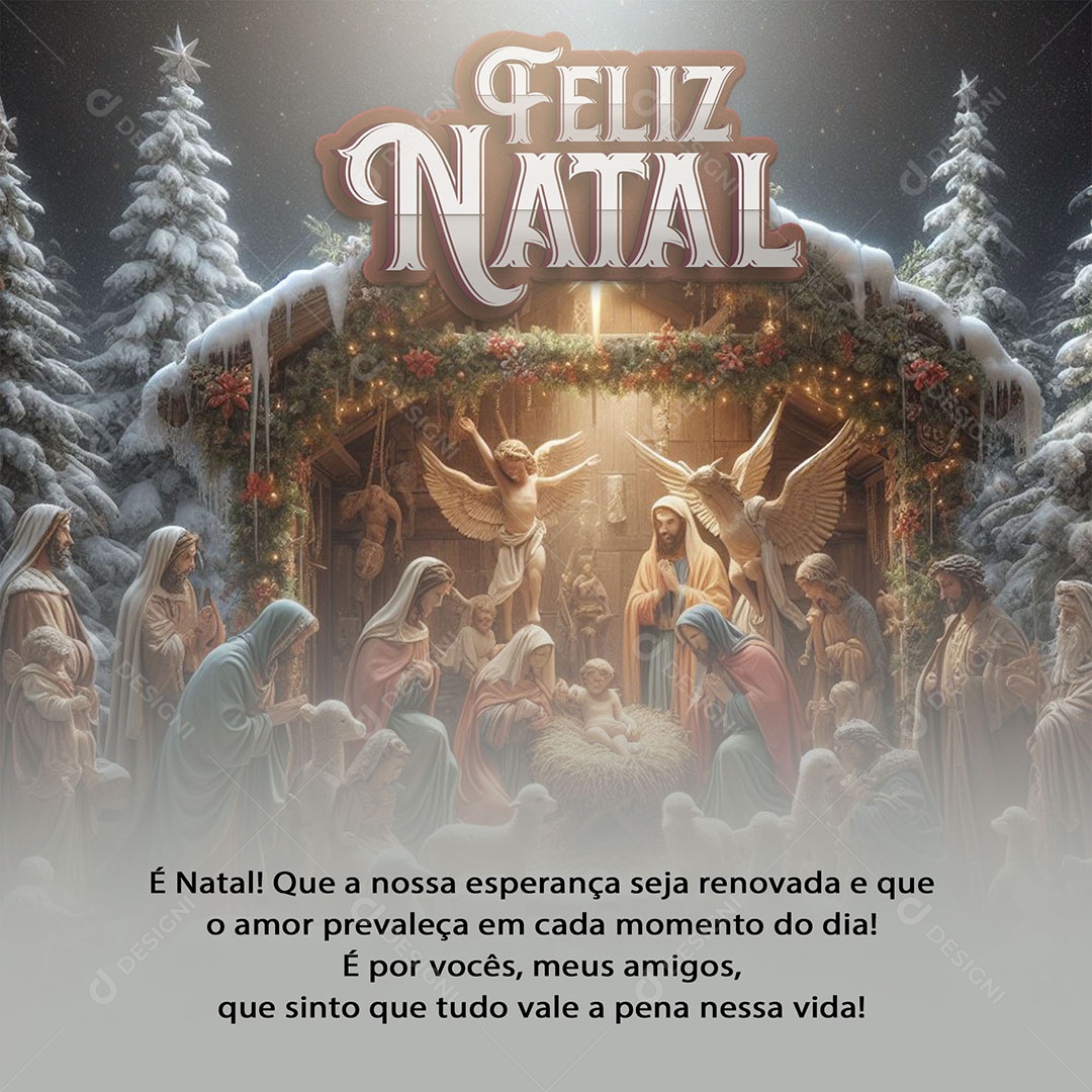Feliz Natal que a nossa Esperança Seja Renovada e que o Amor Prevaleça em Cada Momento Social Media PSD Editável