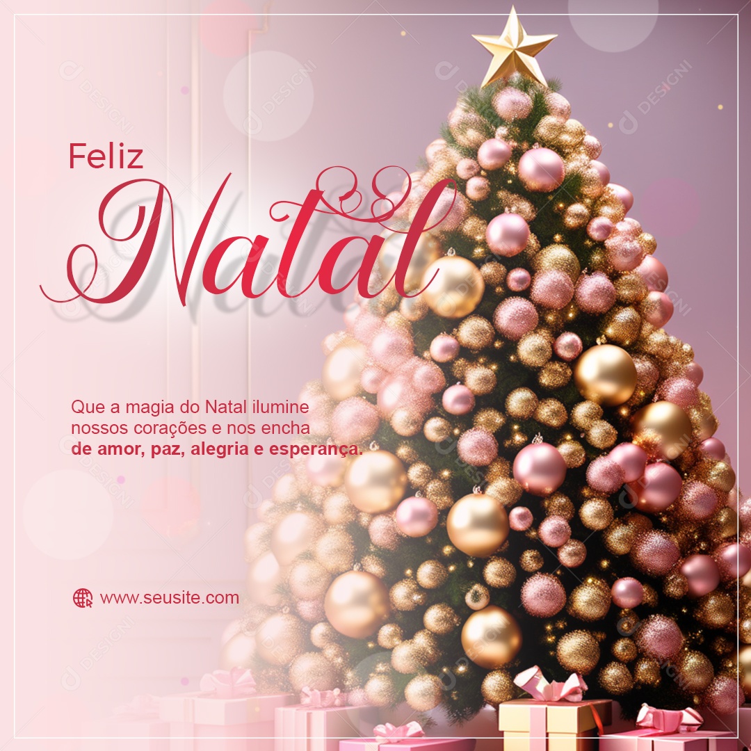 Feliz Natal que a Magia Ilumine nossos Corações e nos Encha  de Amor Paz Alegria e Esperança Social Media PSD Editável