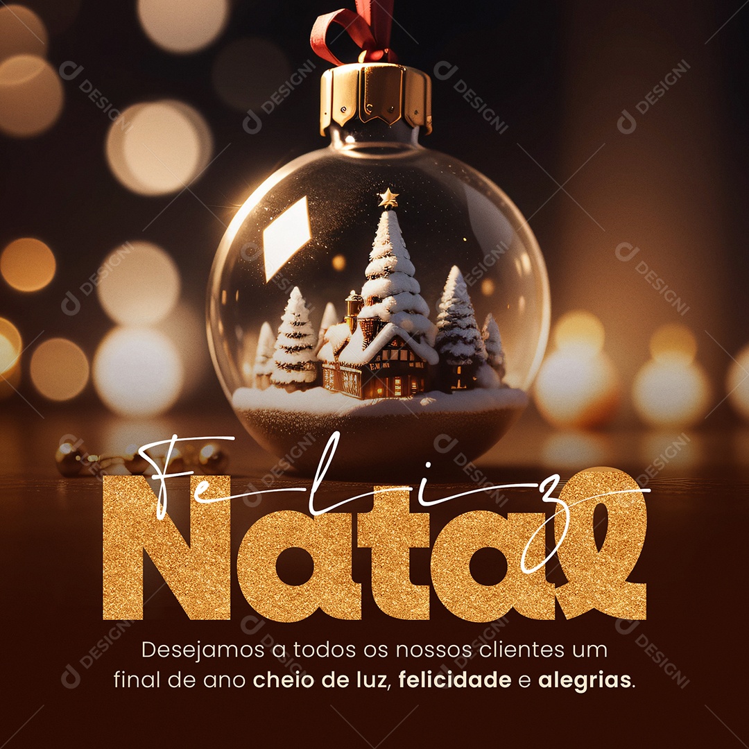 Feed Feliz Natal Desejamos a todos os Nossos Clientes um Final de Ano Cheio de Luz Social Media PSD Editável