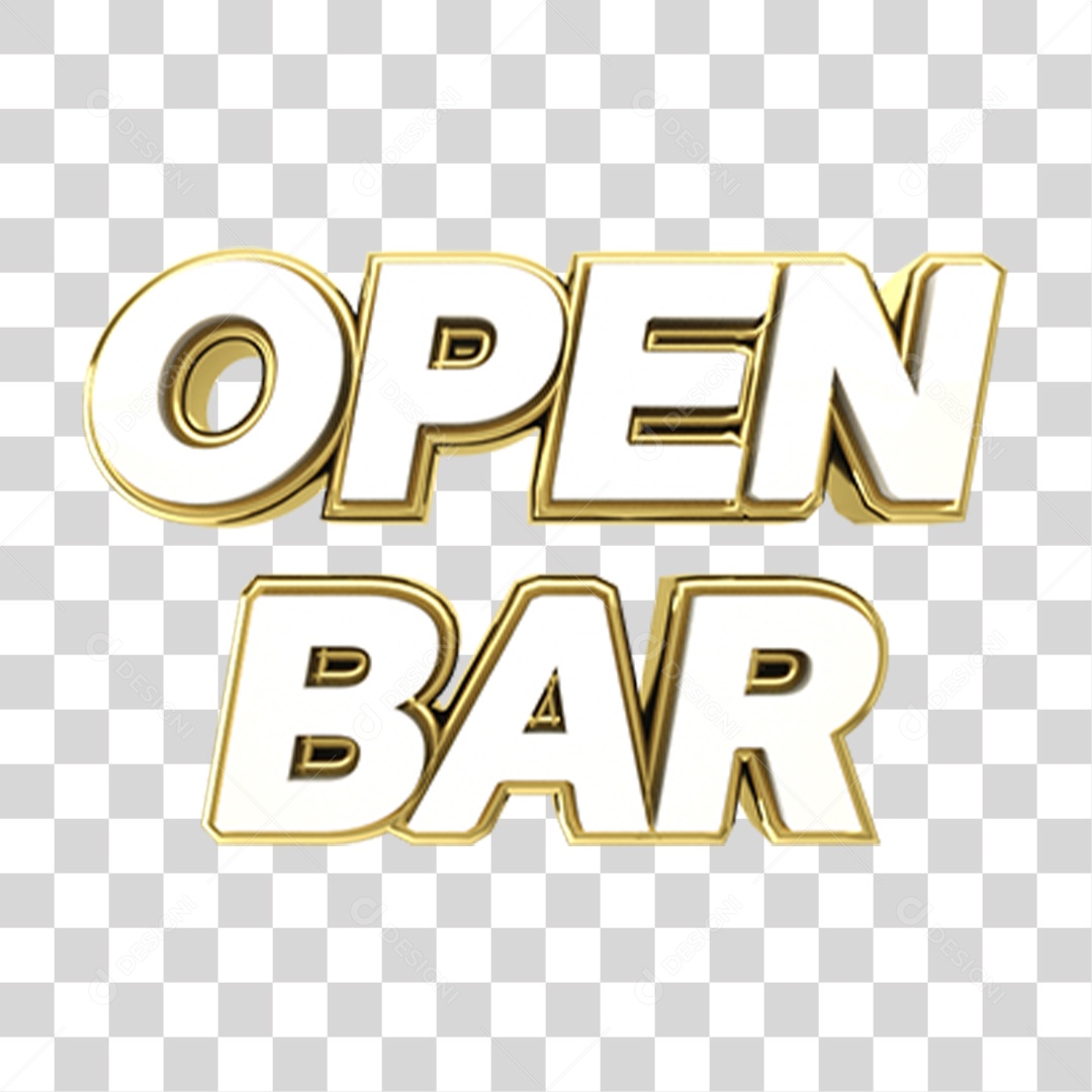 Selo 3D de Texto Open Bar PNG Transparente