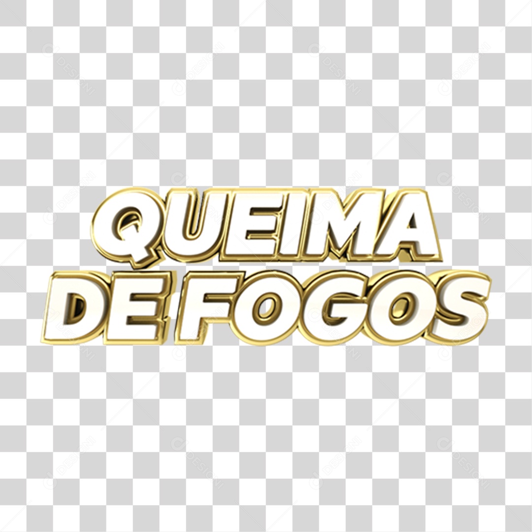 Selo 3D de Texto Queima de Fogos PNG Transparente