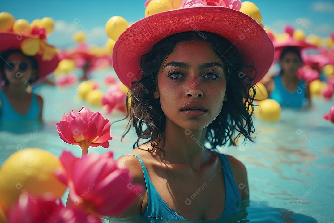 Dia mundial da água menina no conceito de água e terra para design