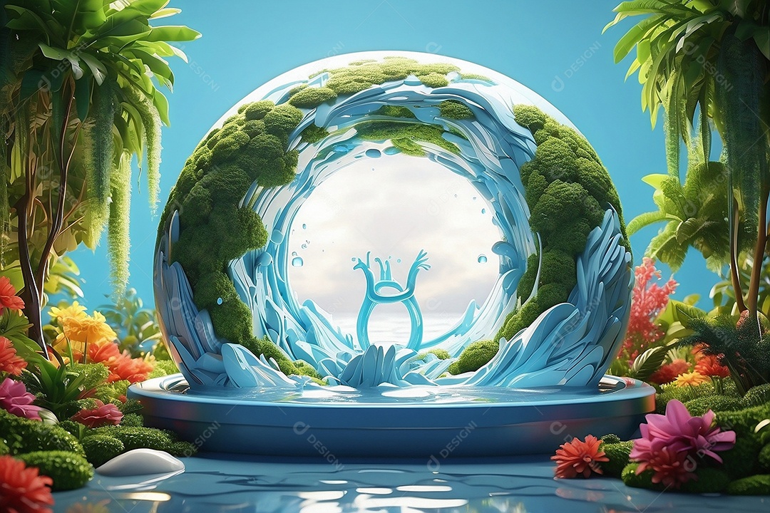 Linda paisagem de sustentabilidade ao dia mundial da água