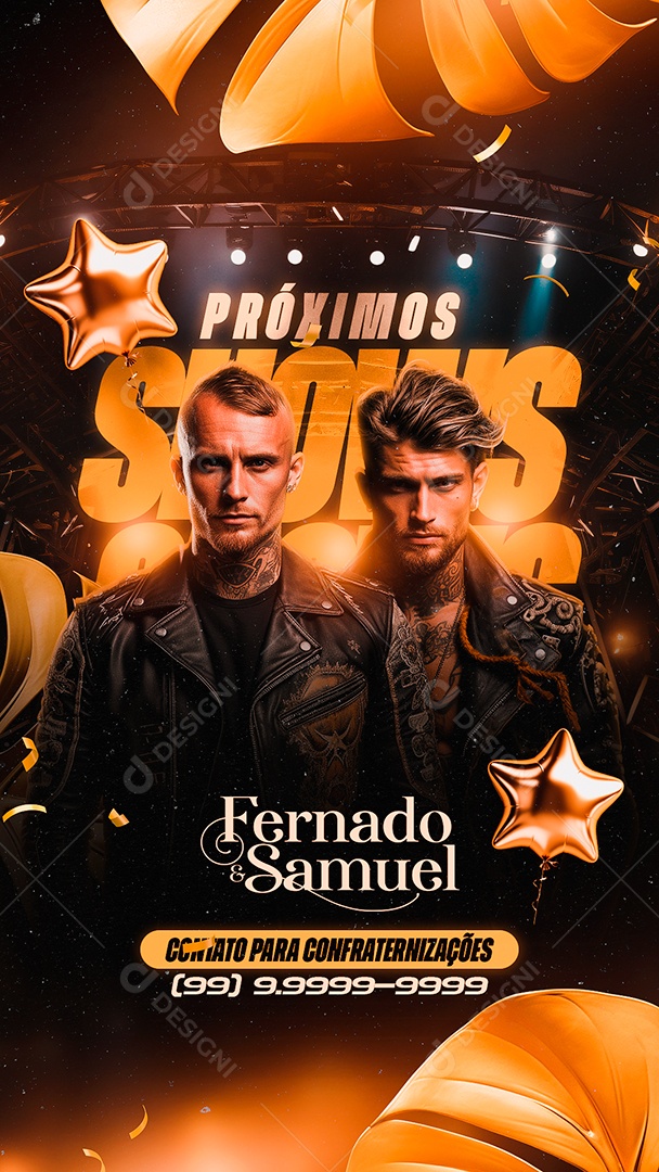 Story Flyer Réveillon Próximos Shows Fernado & Samuel Social Media PSD Editável