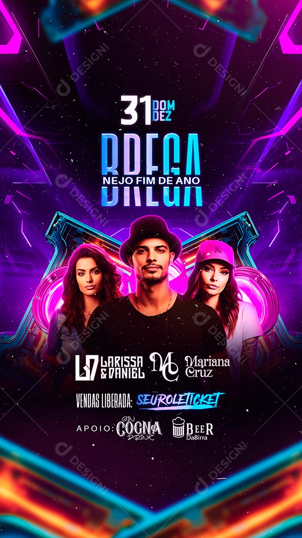 Story Flyer Réveillon Brega Nejo Fim de Ano Larissa & Daniel Mariana Cruz Social Media PSD Editável