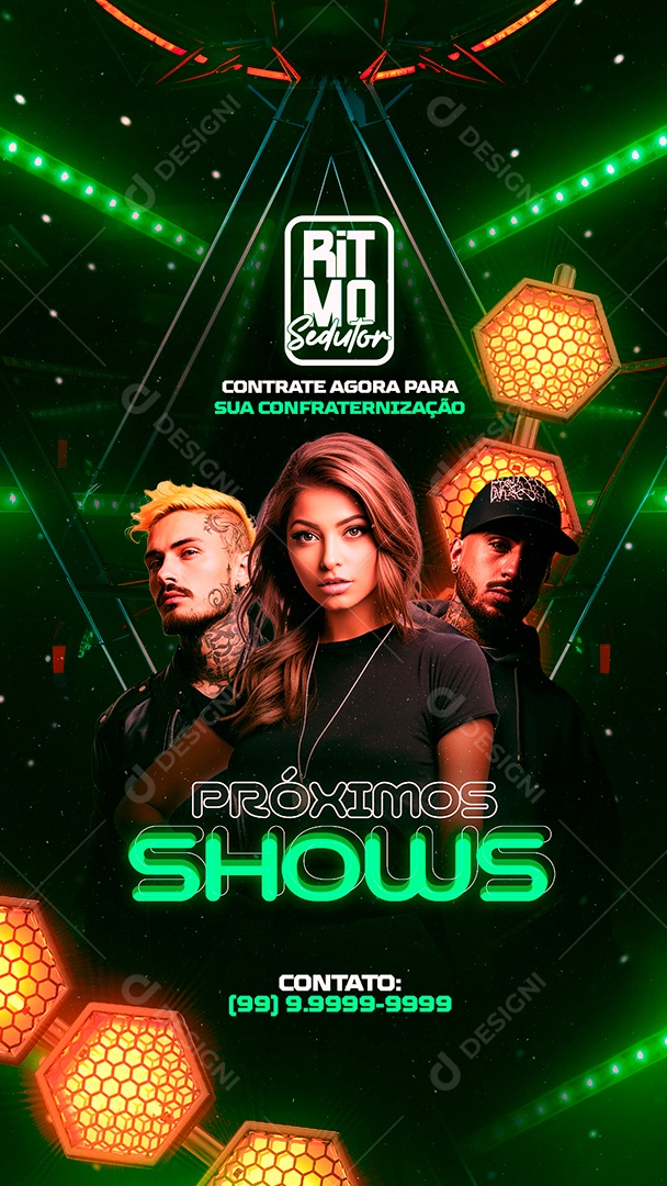 Story Flyer Ano Novo Ritmo Sedutor Próximos Shows Social Media PSD Editável