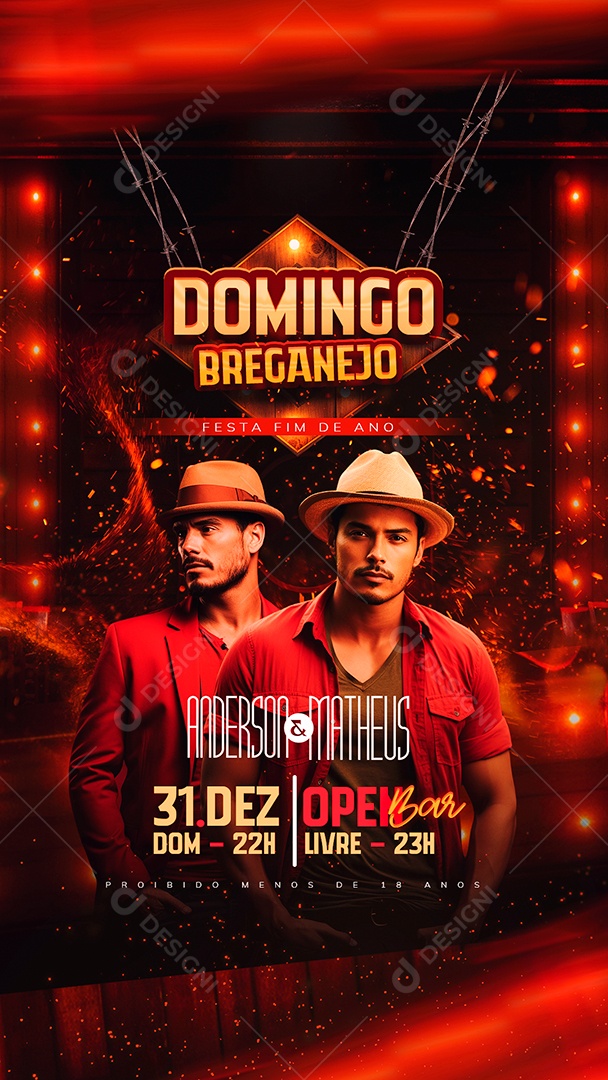 Story Flyer Réveillon Domingo Breganejo Anderson & Matheus Social Media PSD Editável