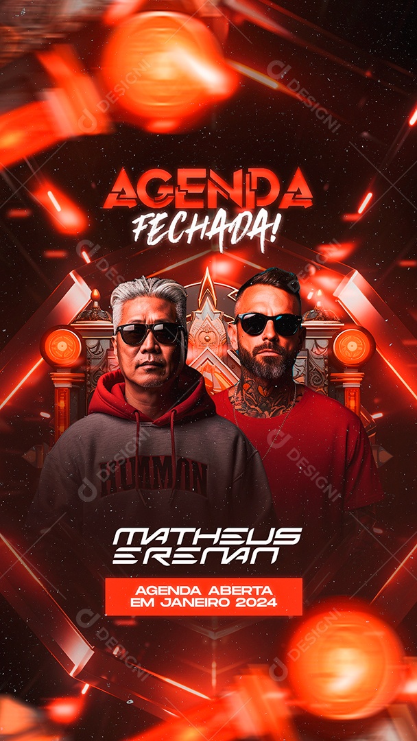 Story Flyer Agenda Fechada Matheus e Renan Social Media PSD Editável
