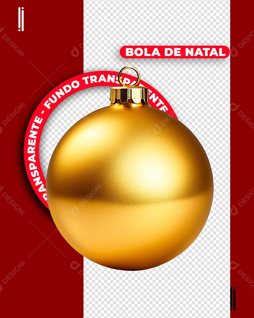 Bola Enfeite de Natal Dourada Elemento 3D para Composição PSD