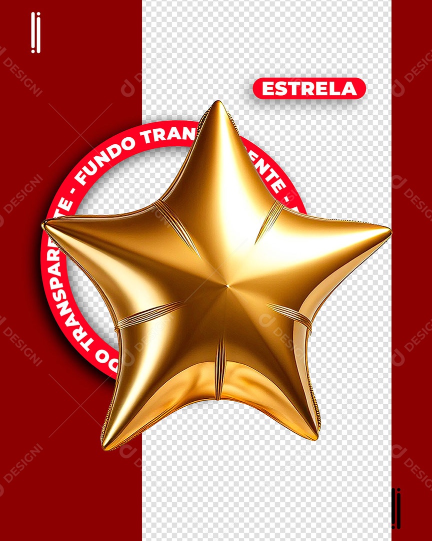 Estrela de Natal Elemento 3D para Composição PSD