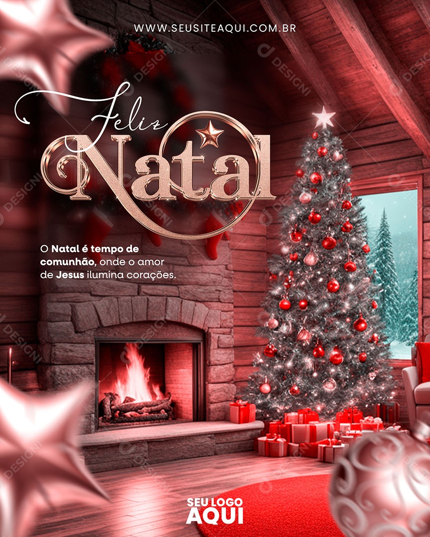 Feliz Natal a Família se Reúne Social Media PSD Editável