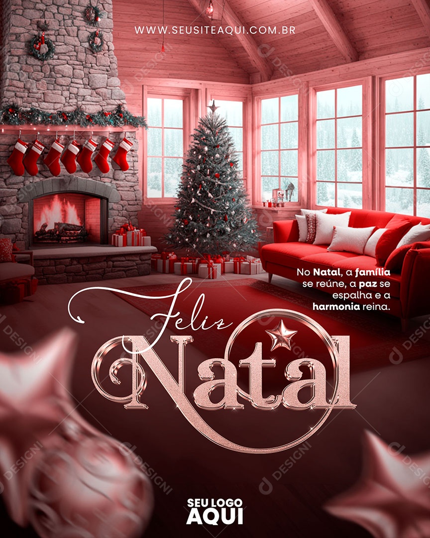 Feliz Natal a Família se Reúne a Paz se Espalha Social Media PSD Editável