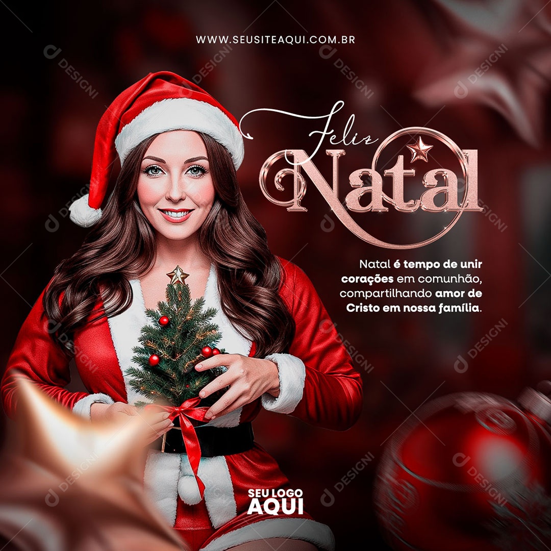 Feed Feliz Natal é Tempo de Unir Corações em Comunhão Social Media PSD Editável