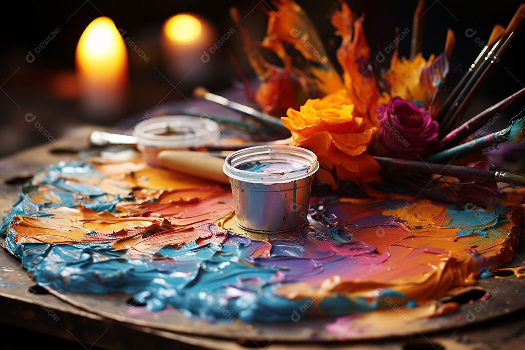 Mistura de tintas e tubo usado na paleta-580d-4069-91f9-3c2afdaaf540