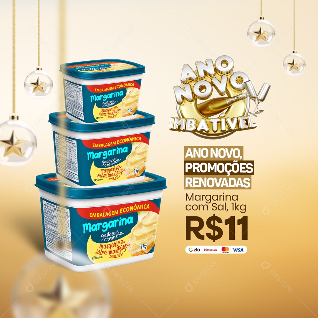 Supermercado Ano Novo Imbatível Margarina com Sal 1kg Social Media PSD Editável