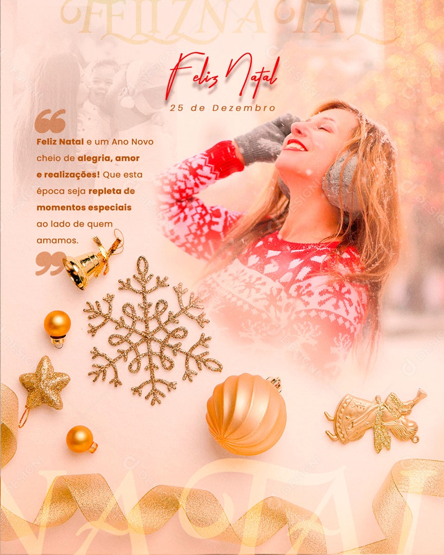 Feliz Natal 25 de Dezembro e um Ano Novo Cheio de Alegria Amor e Realizações  Social Media PSD Editável