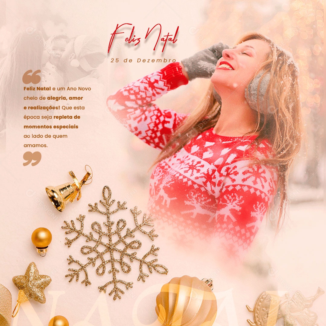 Feed Feliz Natal 25 de Dezembro e um Ano Novo Cheio de Alegria Amor e Realizações  Social Media PSD Editável