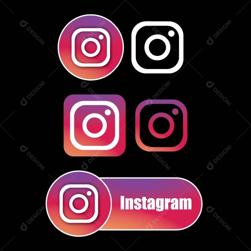 Conjunto Logo do Instagram PNG + AI