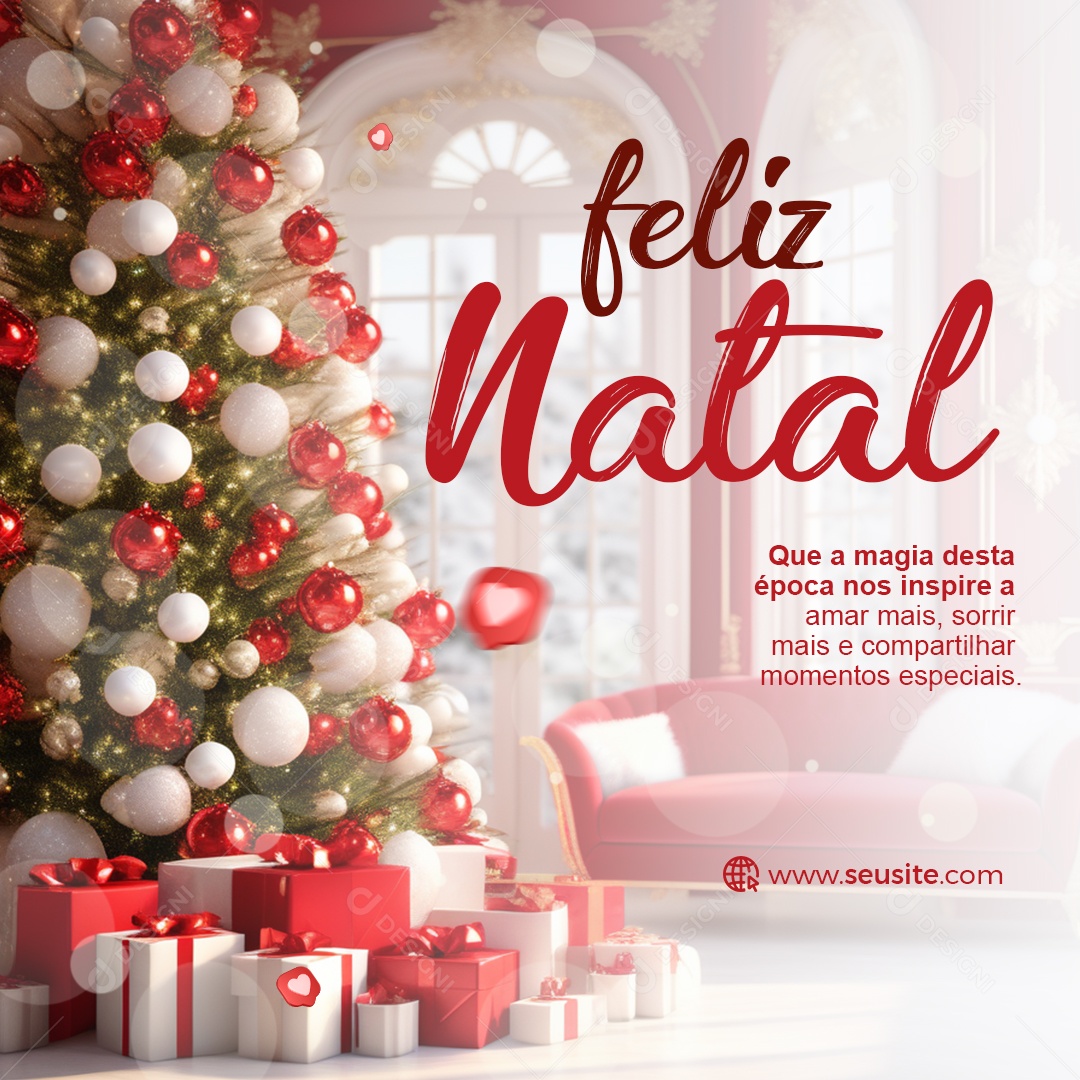 Feliz Natal que a Magia Desta Época nos Inspire a Amar Mais Social Media PSD Editável