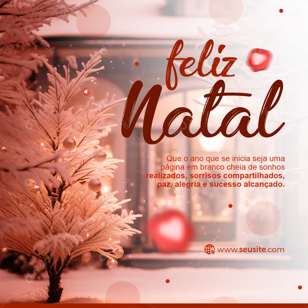 Feliz Natal que o Ano que se Inicia Seja Uma Página em Branco Cheia de Sonhos Social Media PSD Editável