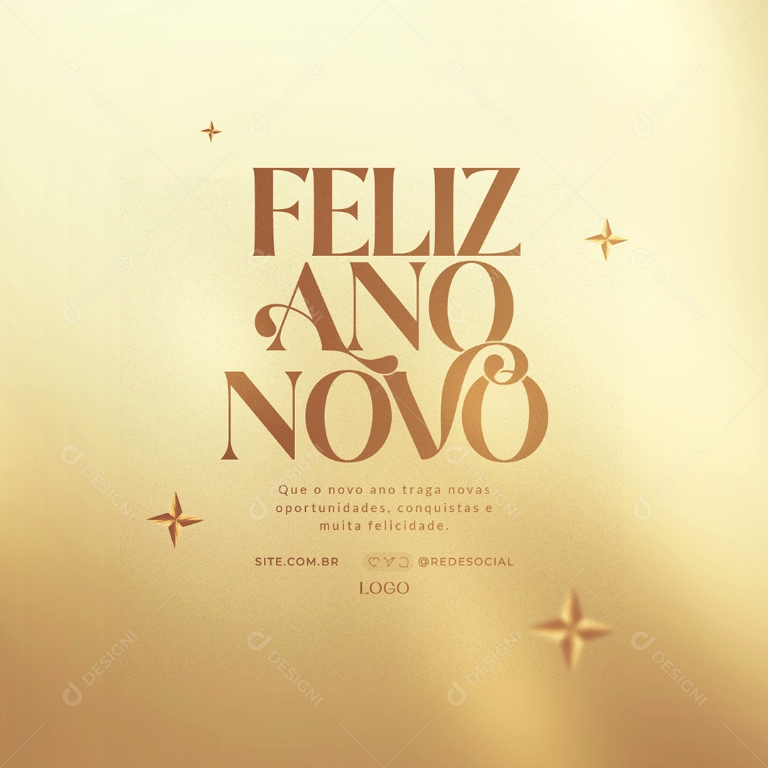Social Media Feliz Ano Novo Novas Oportunidades Conquistas e Felicidades PSD Editável