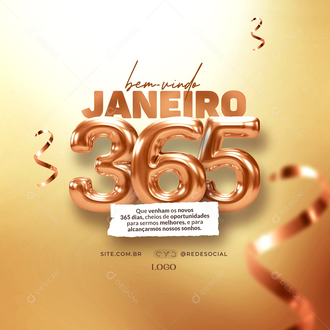 Social Media Bem Vindo Janeiro 365 Dias PSD Editável