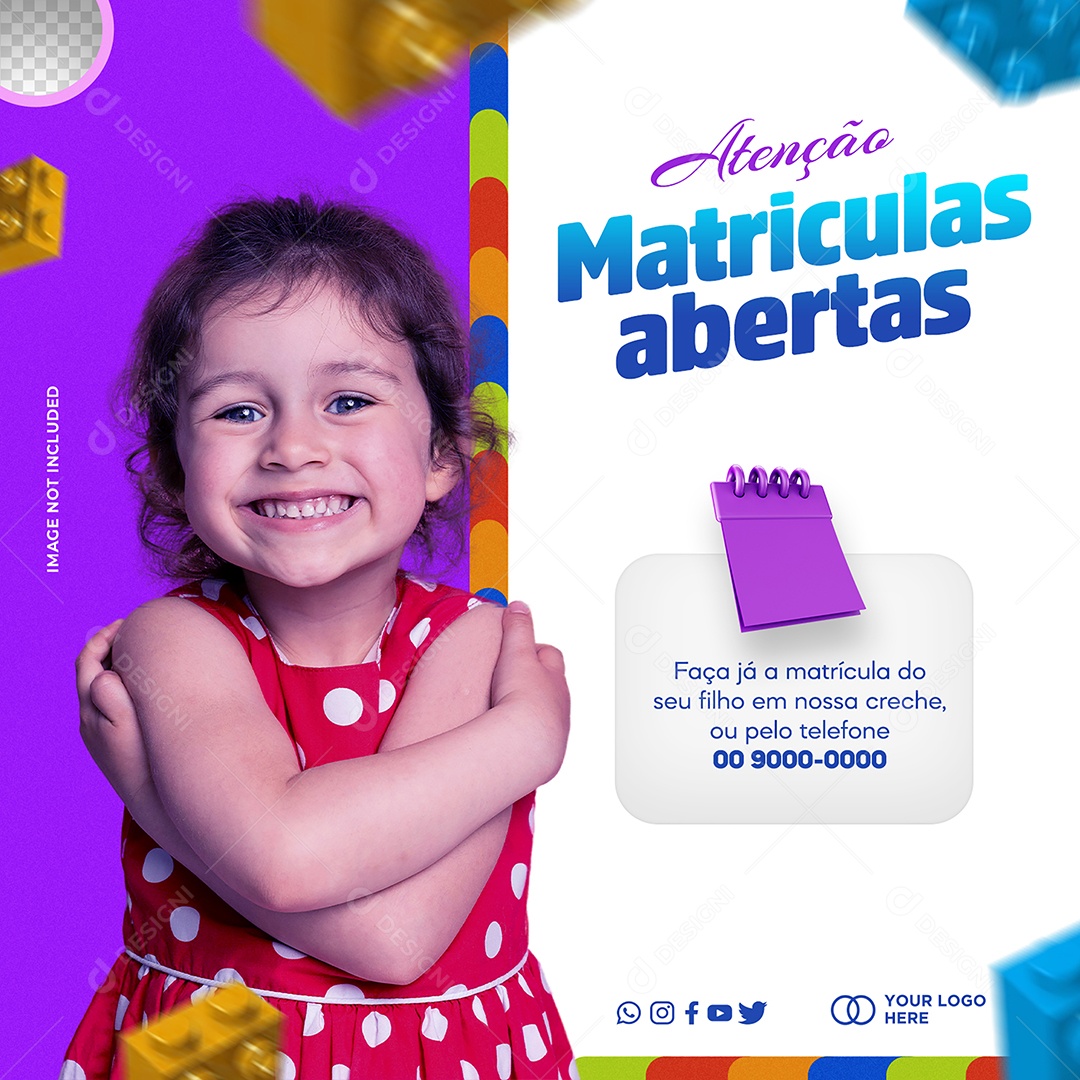 Social Media Feed Atenção Matriculas Abertas Faça Já PSD Editável