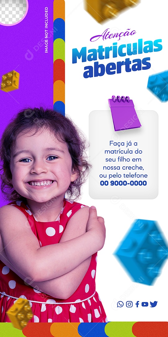 Social Media Story Atenção Matriculas Abertas Faça Já PSD Editável