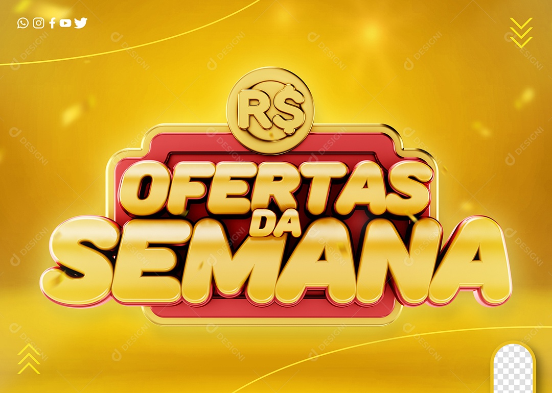 Selo 3D Amarelo Ofertas Da Semana Para Composição PSD