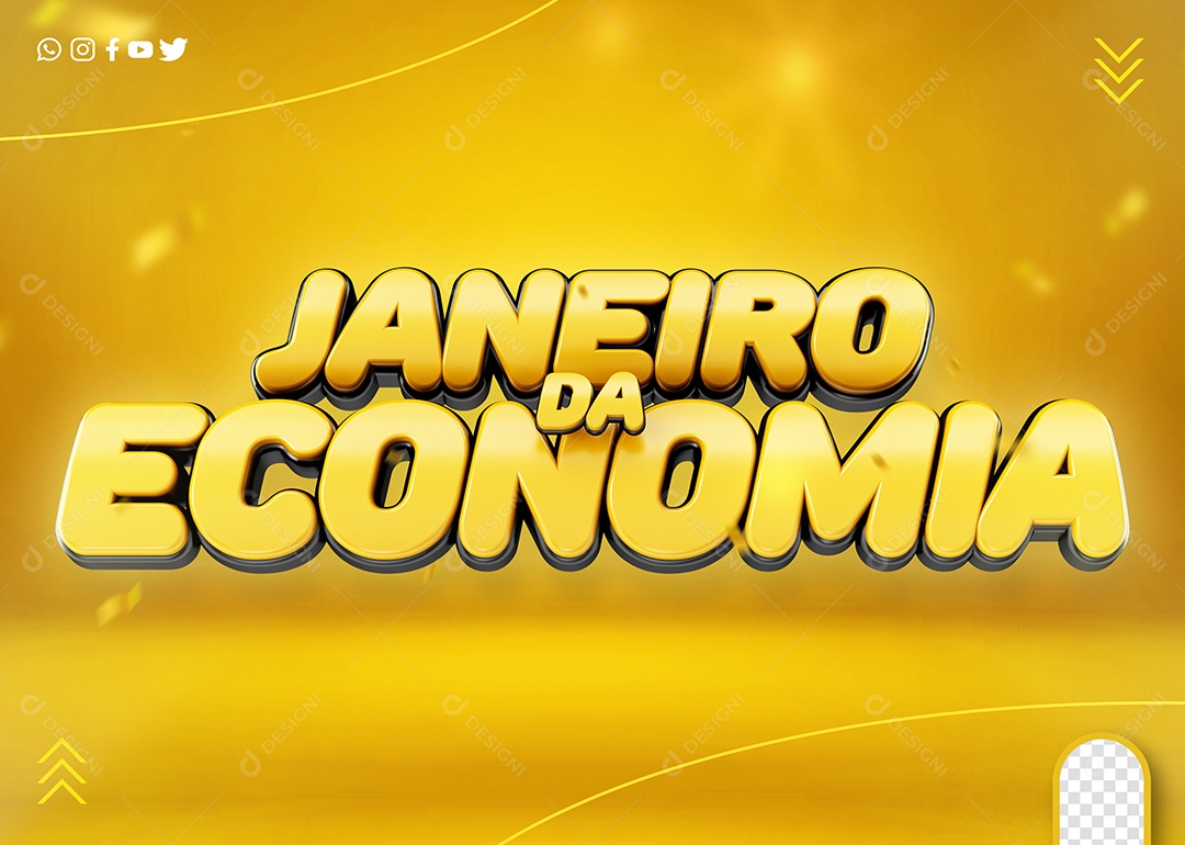 Texto 3D Amarelo Janeiro Da Economia Para Composição PSD