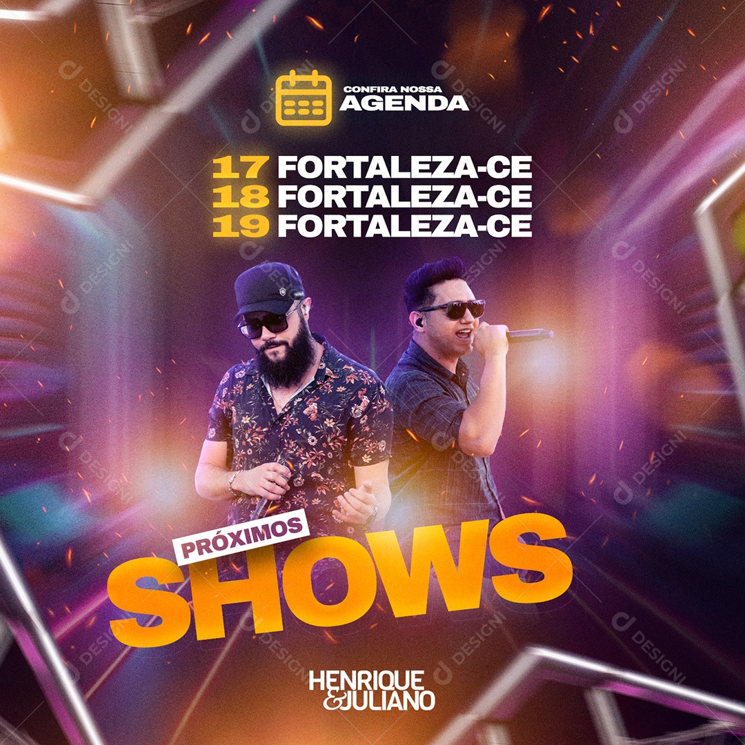 Social Media Feed Flyer Próximos Shows Henrique e Juliano PSD Editável