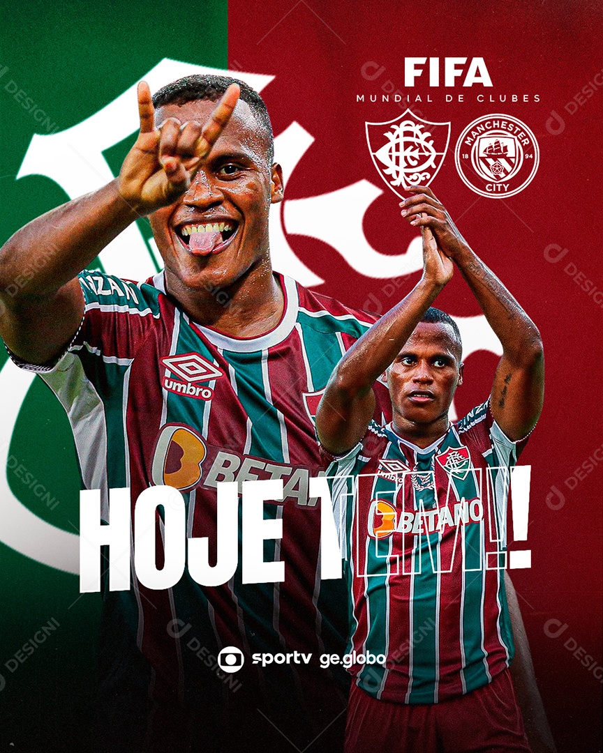 Social Media Flyer Hoje Tem Mundial de Clubes Fluminense PSD Editável