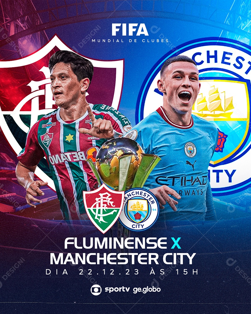 Flyer Mundial De Clubes Fluminense X Manchester City Social Media PSD Editável