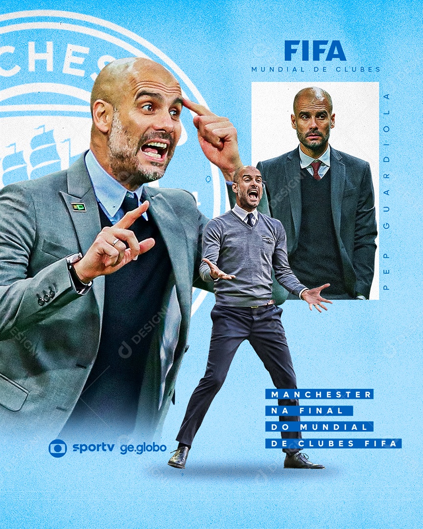 Social Media Flyer Mundial De Clubes Pep Guardiola Manchester City PSD Editável