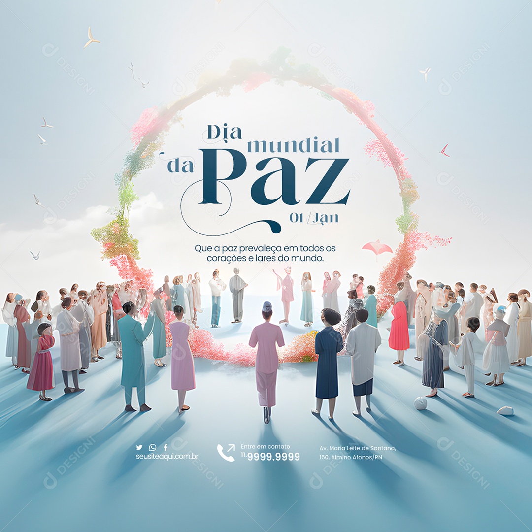 Dia Mundial da Paz Que a Paz Prevaleça em Todos os Corações e Lares do Mundo Social Media PSD Editável