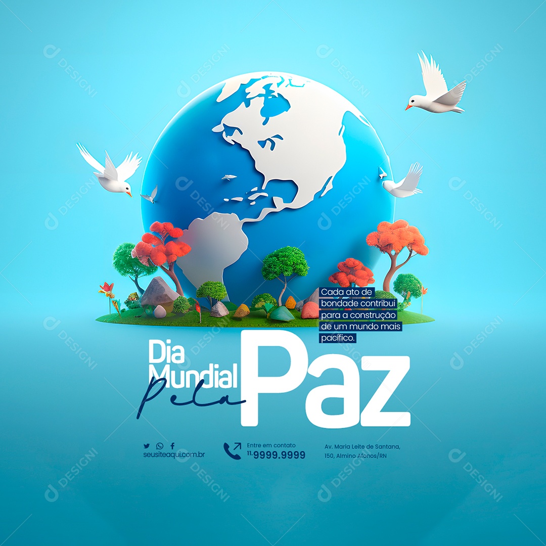 Dia Mundial da Paz Cada Ato de Bondade Contribui para Construção de Um Mundo mais Pacífico Social Media PSD Editável